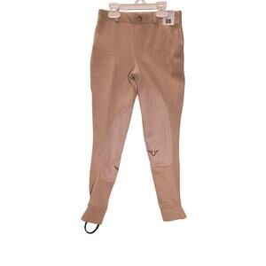 TuffRider Kid Equestrian Breeches Pull-On Knee Gripp Patched Elastic Cuffs NWT 8